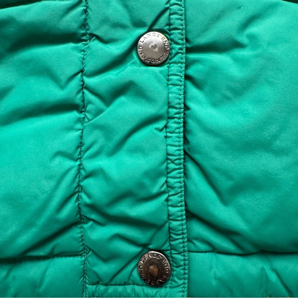 Lands' End Women's Down Puffer Vest Snap Closure Green Sleeveless Size S - Picture 13 of 13